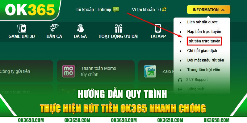 Chọn phương thức rút tiền phù hợp tại OK365